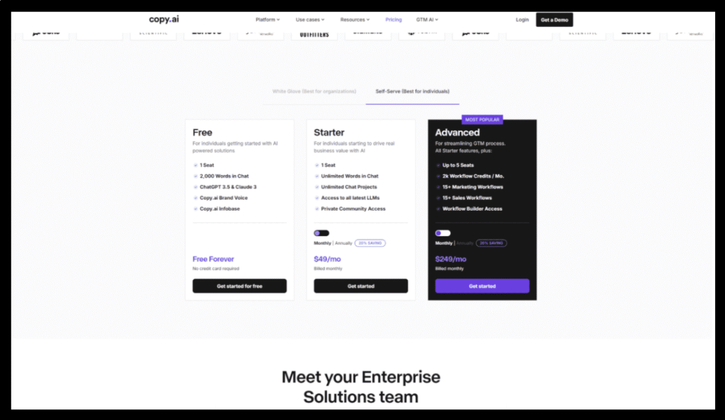 Copy.ai Pricing