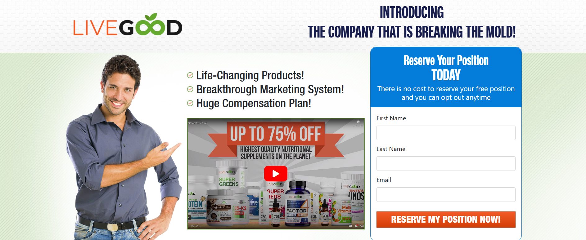 LiveGood MLM Review - signup page