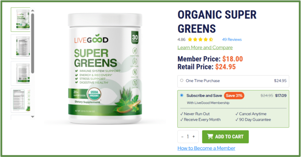 LiveGood Products Review - Super Greens -Buy Now